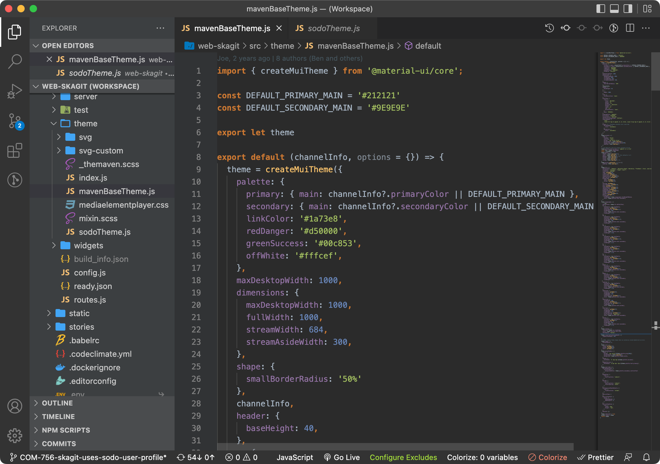 A sample view of VS code