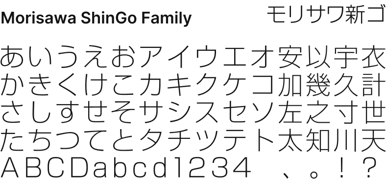 Morisawa ShinGo Family sample.