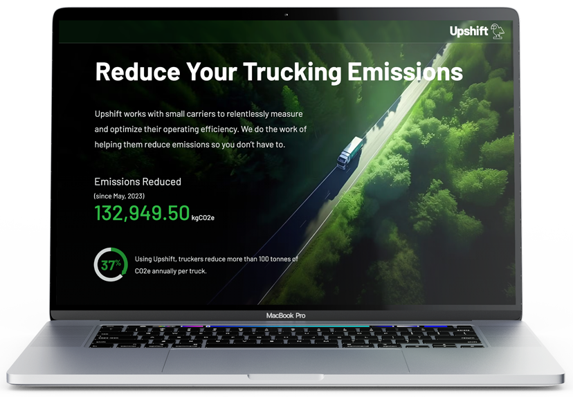 The Upshift landing page on a Macbook pro